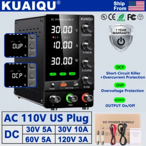 KUAIQU Official DC Power Supply Variable, 30V 60V 120V Adjustable Regulated Lab Power Supplies with OCP/OVP/Output/Encoder